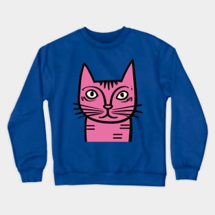 Quirky Pink Cat Crewneck Sweatshirt